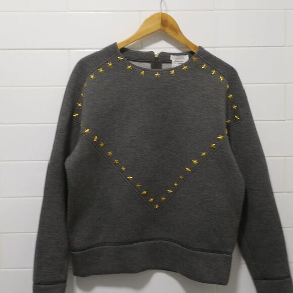 AUTHENTIC VERSACE COLLECTION STUDDED SWEATSHIRT GREY gold STARS size Small LUXE - Picture 11 of 11